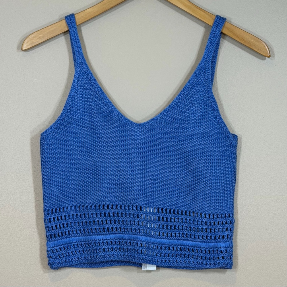 Aqua Royal Blue Cropped Knit Tank Top